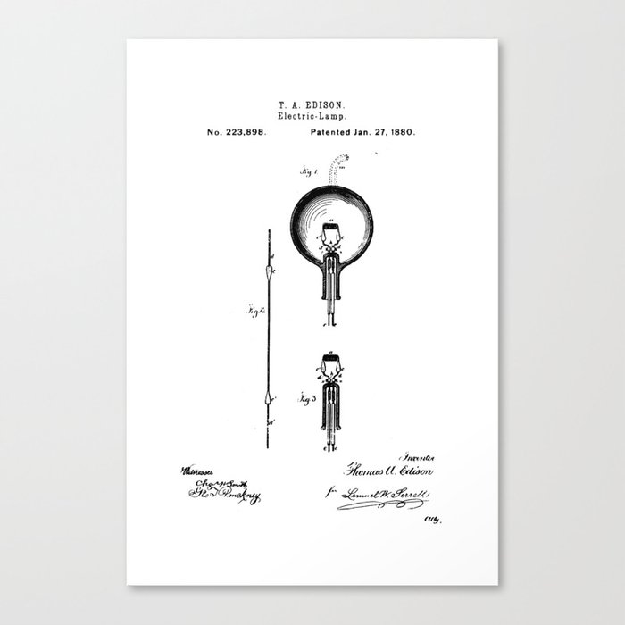 Lightbulb Thomas Edison S Electric Lamp Patent Blueprint