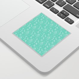 Seafoam and White Christmas Snowman Doodle Pattern Sticker