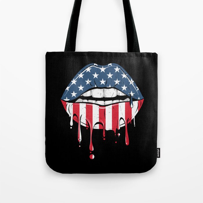 American Flag Lips Pretty Girly Tote Bag