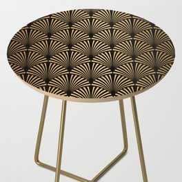 Art Deco Pattern. Seamless black and gold background. Scales or shells crisscross ornament. Minimalistic geometric design. Vintage lines. 1920-30s motifs. Luxury vintage illustration Side Table