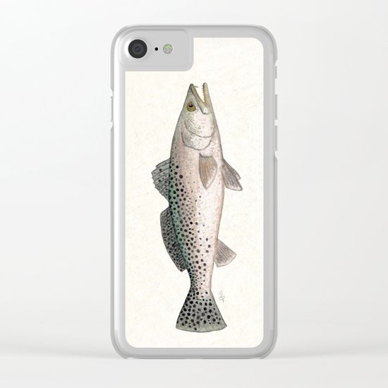 "Spotted Sea Trout" by Amber Marine - Cynoscion nebulosus ~ Watercolor Illustration, (c) 2013 Clear iPhone Case