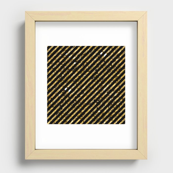 Black and golden lines Recessed Framed Print