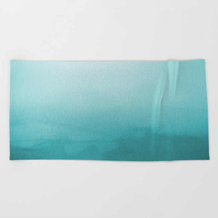 Best Seller Aqua Teal Turquoise Watercolor Ombre Gradient Blend Abstract Art - Aquarium SW 6767 Beach Towel