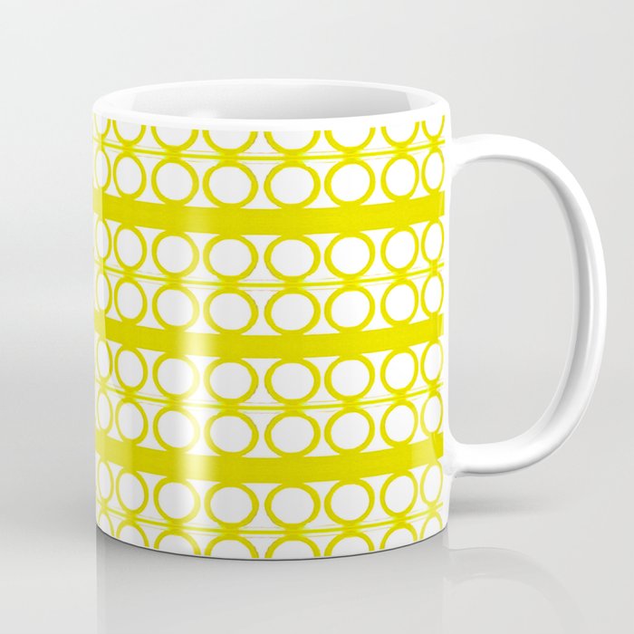 Yellow White Circles Lines Pattern Coffee Mug