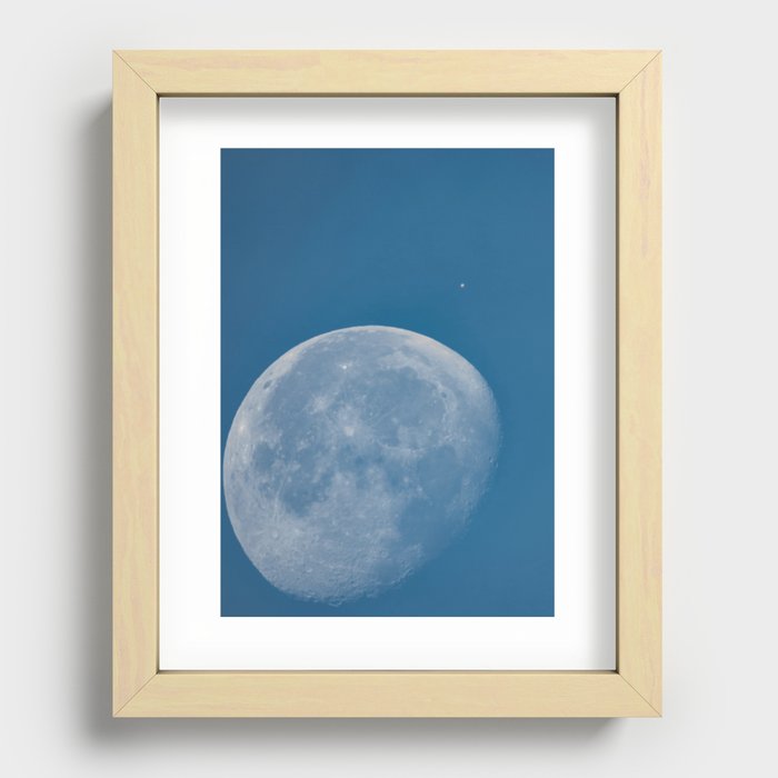 Ms Moon and his little companion Recessed Framed Print