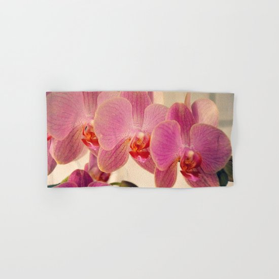 Triplet pink orchids Hand & Bath Towel