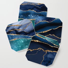 Blue Night Galaxy Marble Coaster