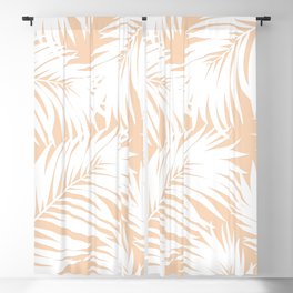 Palm Tree Fronds White on Peach Hawaii Tropical Décor Blackout Curtain