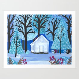 Schoolhouse in the Snow Art Print
