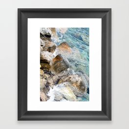 Beautiful Rocky Shore Near Agios Nikolaus, Crete, Europe Framed Art Print