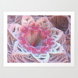 Pink and White Fractal Flower Art Print