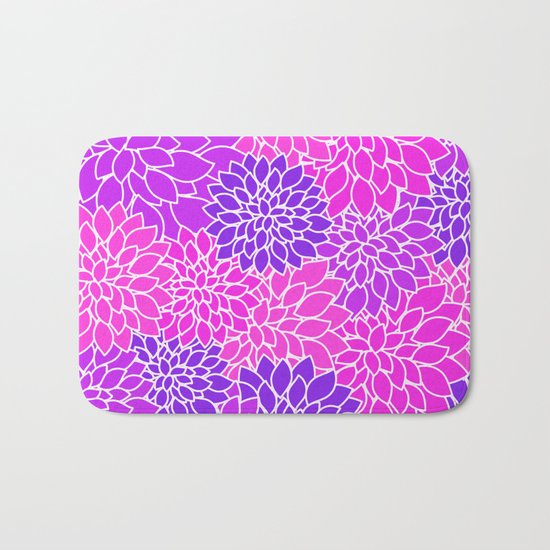 Shades Of Purple - Bright Floral Pattern - Flower Art Bath Mat