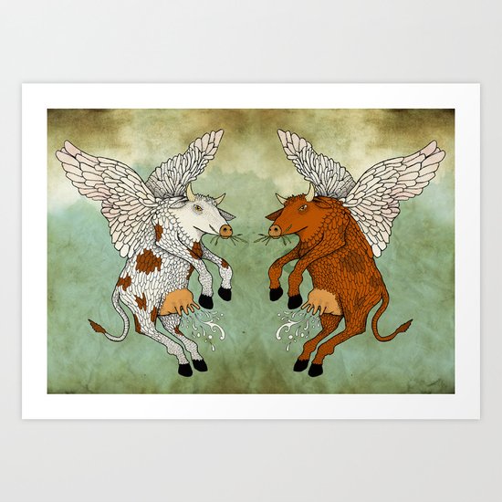 Las vacas voladoras - El día que Art Print