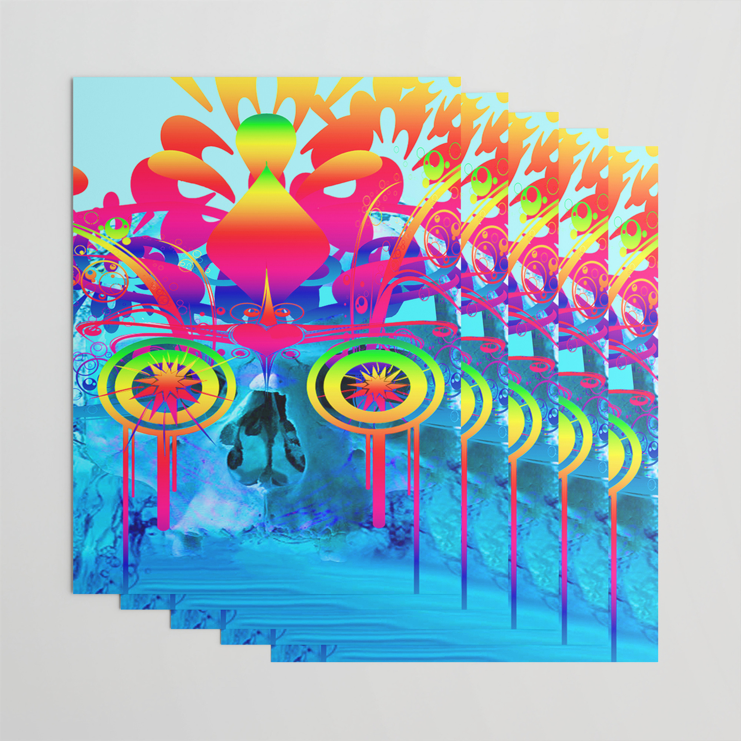 Psychedelic Skull Wrapping Paper By Icarusismart