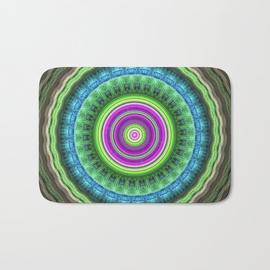 Groovy wavy mandala with tribal patterns Bath Mat
