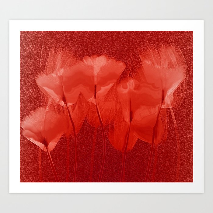 Flowers In A Field Shades Of Red Art Print