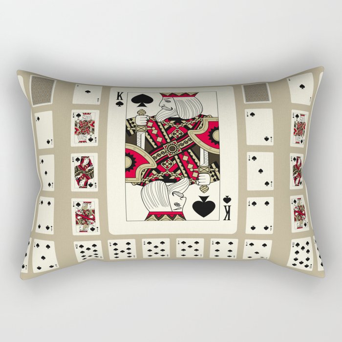 Playing cards of Spades suit in vintage style. Original design. Vintage illustration Rectangular Pillow