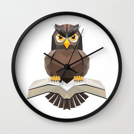 Vector, Brown Owl fly with the book Wall Clock