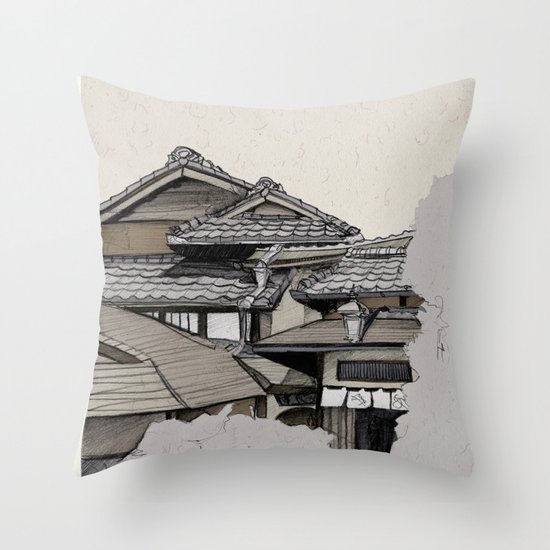 Vintage Gion Throw Pillow