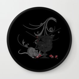 Goth moose with rat, goth, rose petals, popular tribal patterns Wall Clock