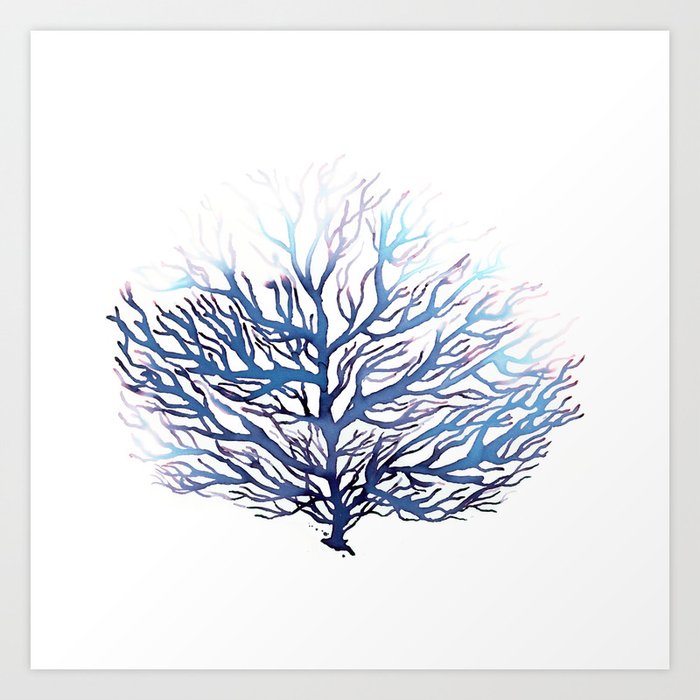 Blue Coral Ocean Art Surf Decor Art Print By Coraillustration
