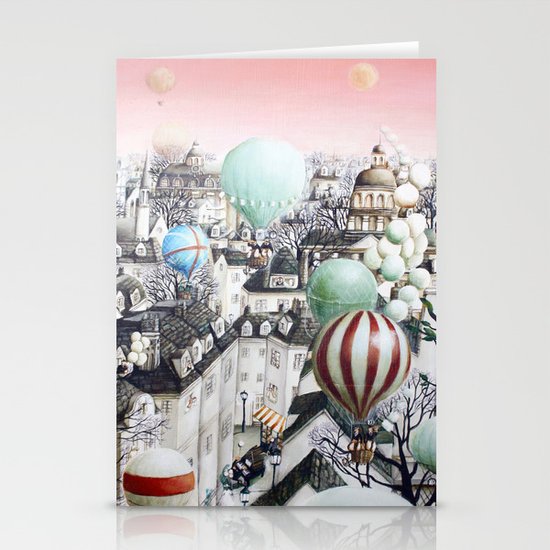Balloon travel Stationery Cards