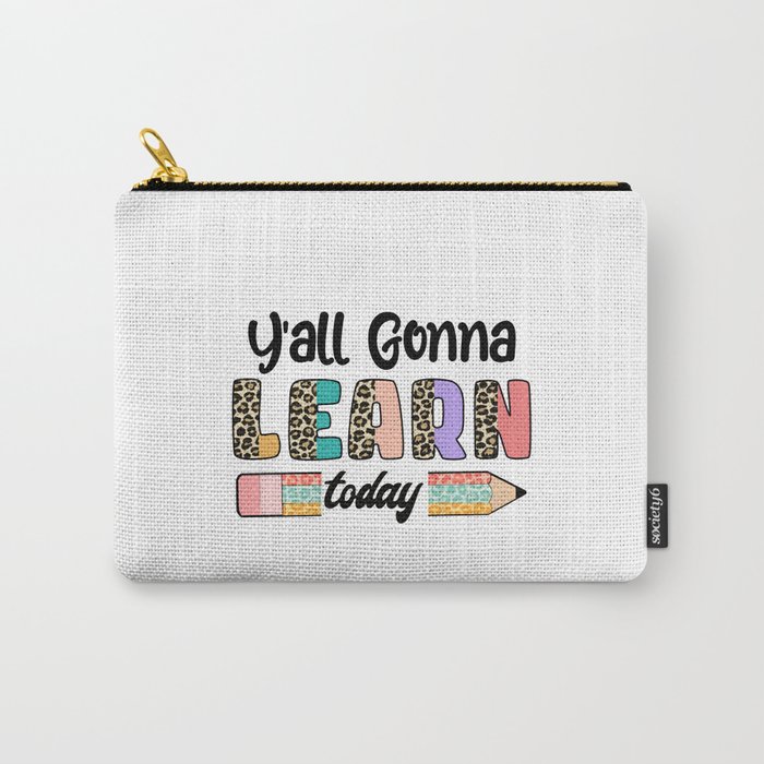 Colorful Teacher learning quote leopard Carry-All Pouch