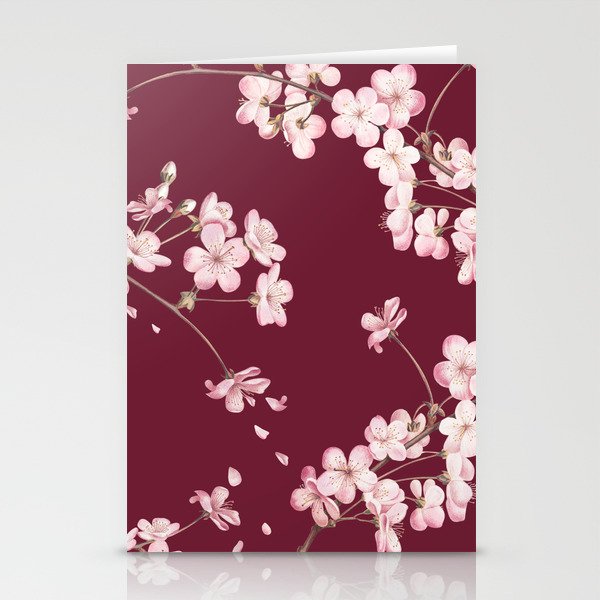 Cherry Flower Blossoms - Floral Home Design Stationery Cards