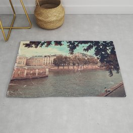 Paris Architecture and Seine River, Vintage Styled Rug