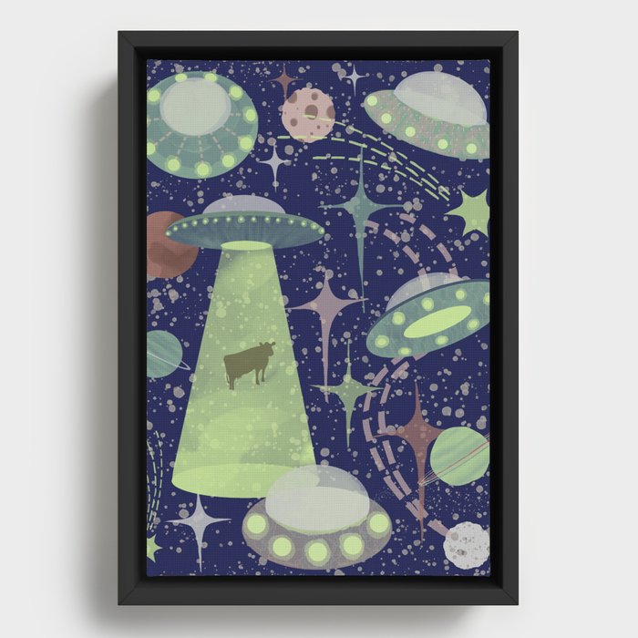 UFO Invasion Framed Canvas