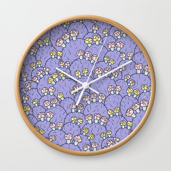 Lilac Cactus Garden Wall Clock