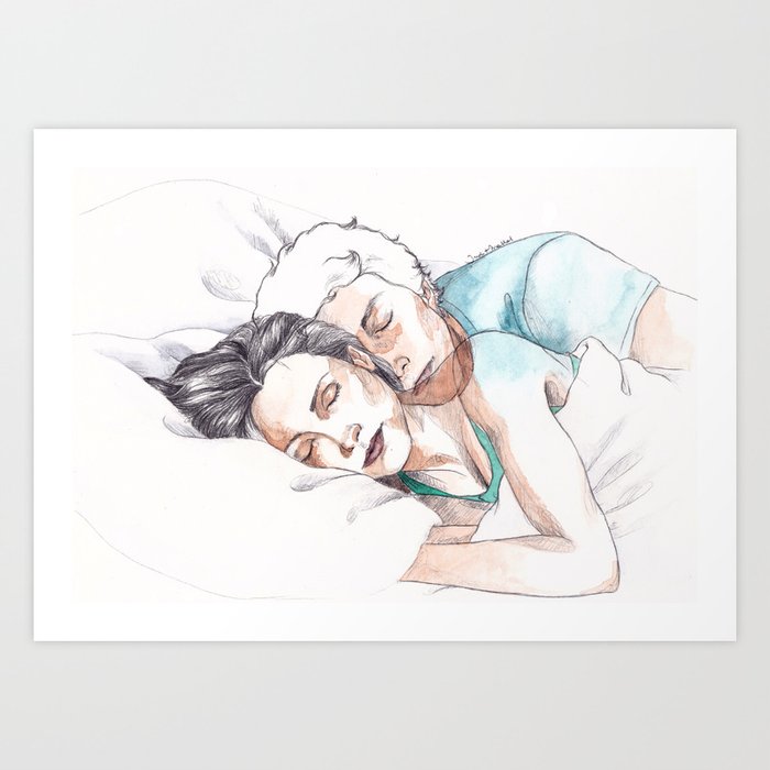 sleeping couple drawing