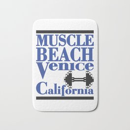 Muscle Beach Venice California Famous Sign Bath Mat | Lifting, Gym, Schwarzenegger, Los Angeles, Muscle Beach, Muscle Beach Sign, Arnold, Classic, Graphicdesign, Bodybuilder 