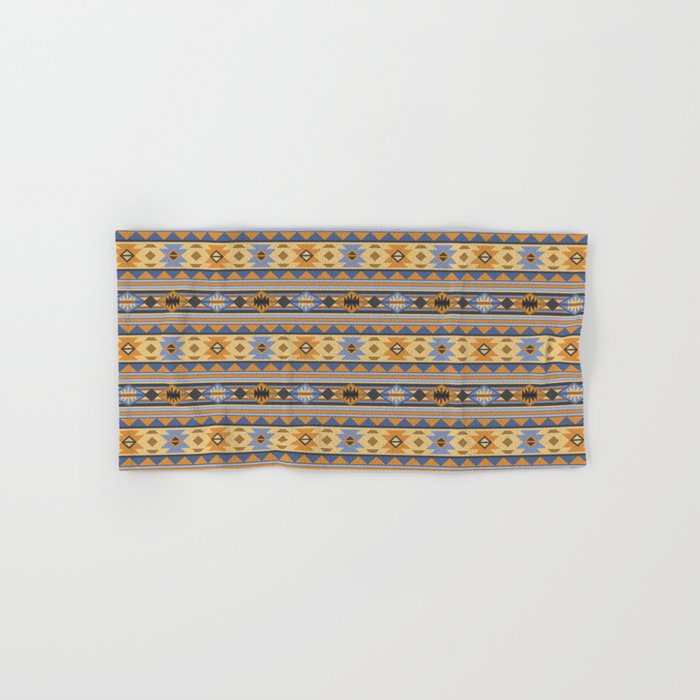 Southwest Tribal Pattern Design Gold Blue Gray Hand & Bath Towel