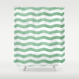 Mint waves Shower Curtain
