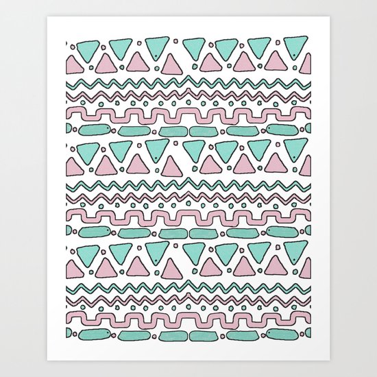 Pink and Mint Art Print