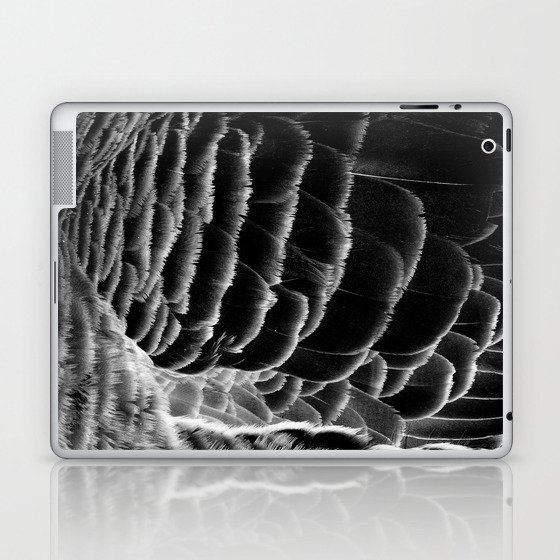 Feathers in black and white | Greylag goose feather texture Laptop & iPad Skin