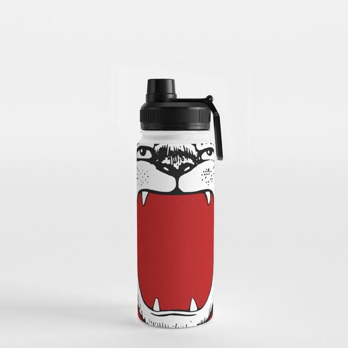 Tiger Head Red Water Bottle