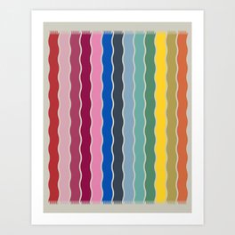 Modern Rainbow Wavy Stripes Art Print