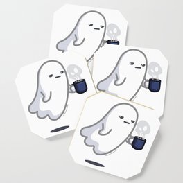 Graveyard Shift - Cute Ghost with Coffee Coaster