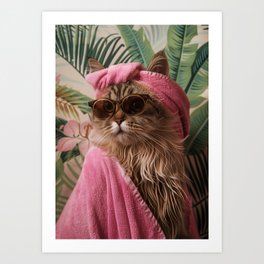 Feline Vibes: Boho Chic Kitty Art Print