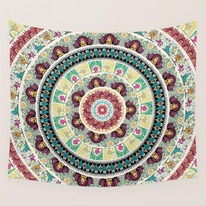 Sloth Yoga Medallion Wall Tapestry by huebucket Society6