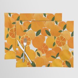 mediterranean oranges still life  Placemat | Watercolor, Pattern, Botanical, Food, Fresh, Orange, Curated, Eat, Summer, Tropical 