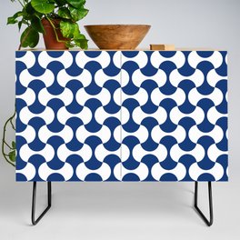 Navy and white mid century mcm geometric modernism Credenza