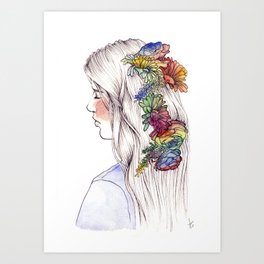 Fleurs d'aquarelle Art Print