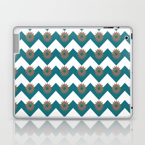 Modern Blue And Mocha Brown Zigzag Chevron Pattern Laptop & iPad Skin