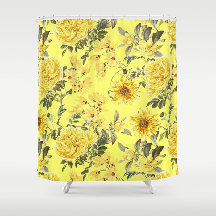 Vintage Shabby Chic Yellow Summer Flowers Garden Shower Yellow Summer Flowers Garden Shower