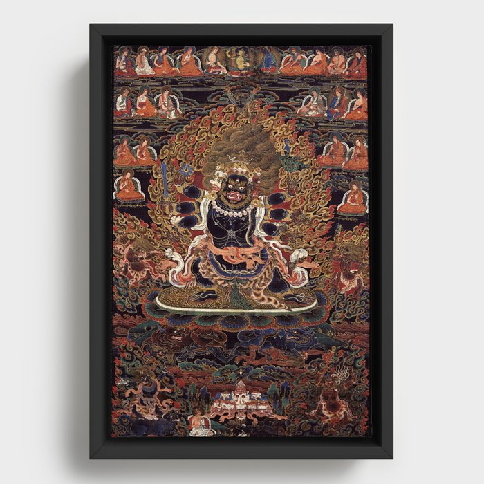 Yamari Krishna Buddhist Deity Drigung Tradition 1700s Framed Canvas