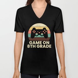 Game On 8th Grade Retro School V Neck T Shirt