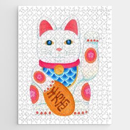 Japanese Maneki Neko Cat ,Lucky Cat ,Good Luck, Japan Cat figurine Jigsaw Puzzle